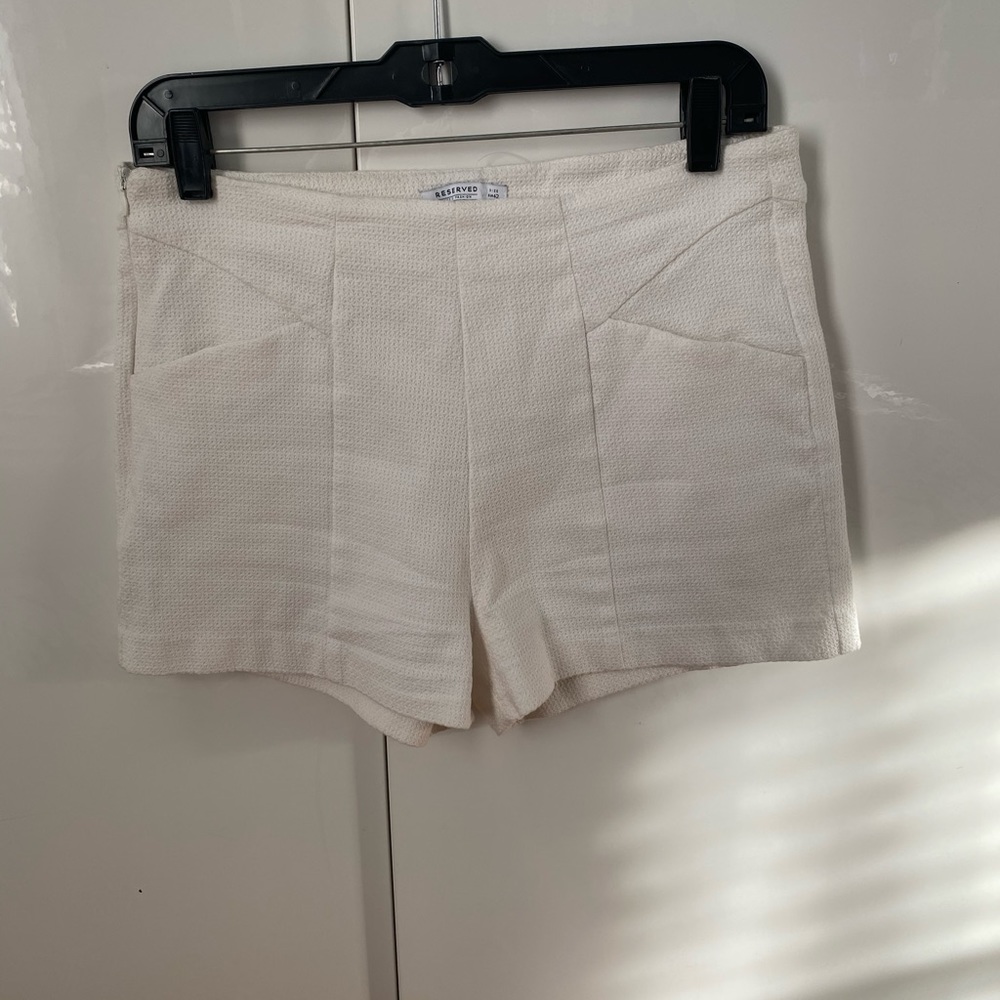 Reserved white off color shorts
